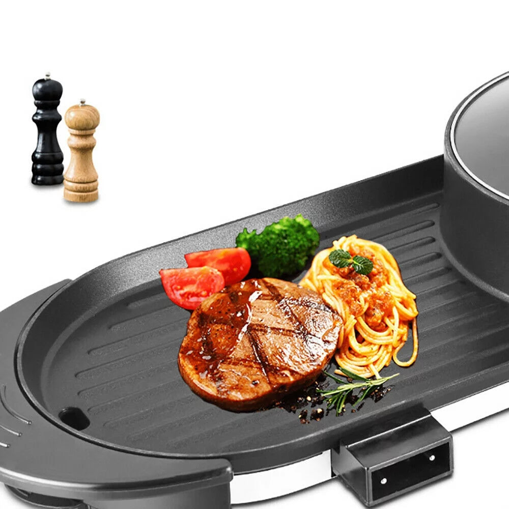 2 in 1 Electric Hot Pot Barbecue Grill Non-Stick Pan B778