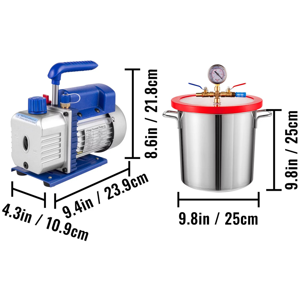 3.6CFM Dual Stages Vacuum Pump with Manifold Gauge Set B4544