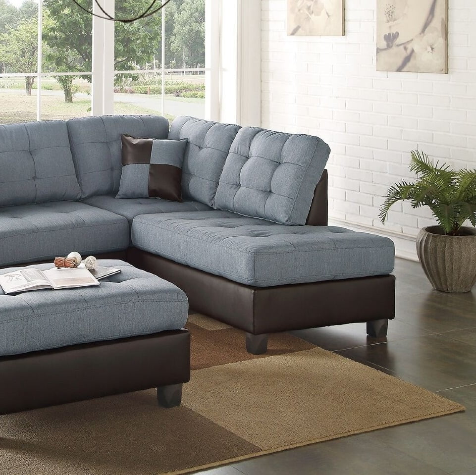 Contemporary Grey Linen Like Fabric Sectional Sofa Set L7739