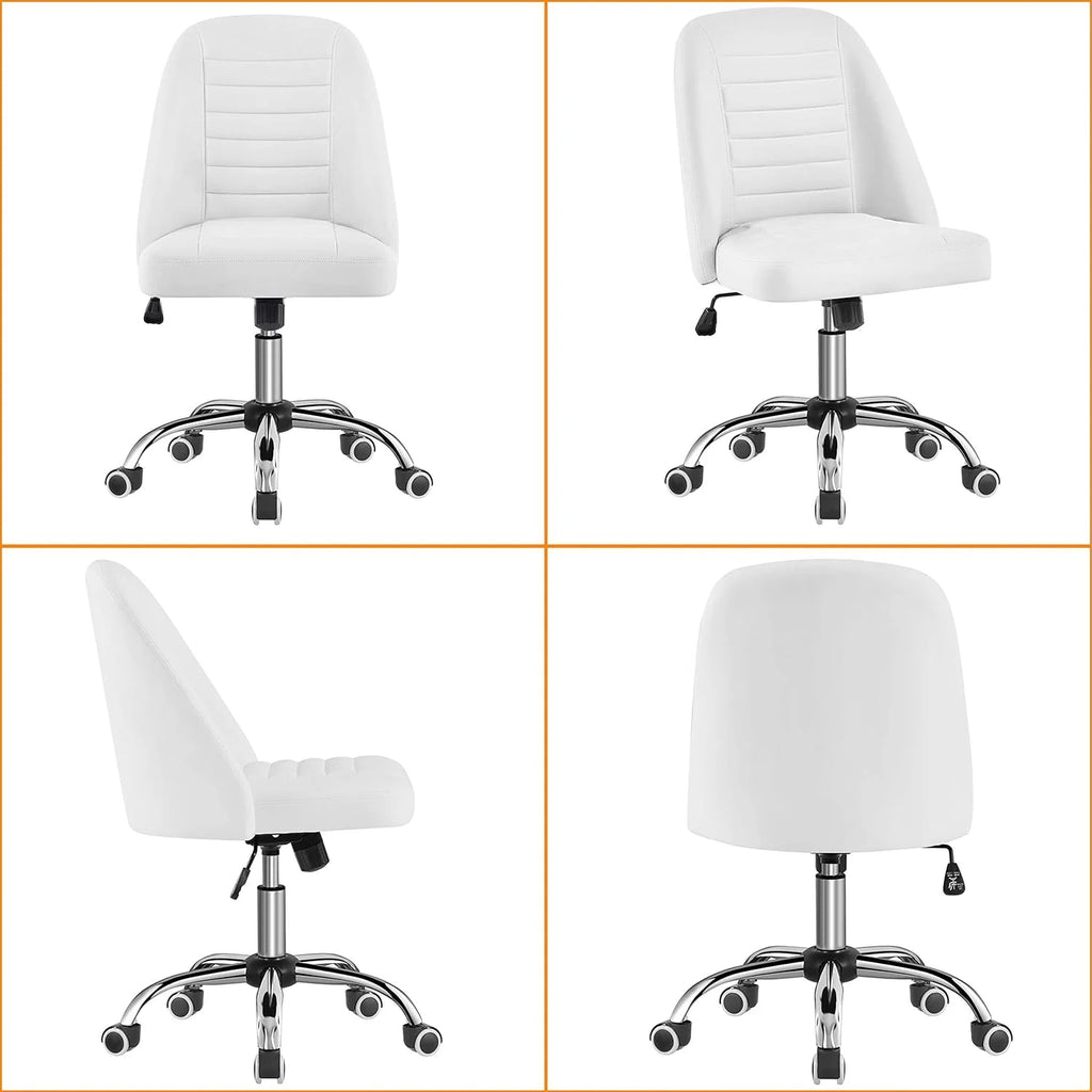 PU Leather Armless Office Chair with Rolling Wheels W26153