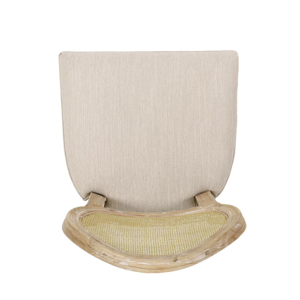 Fabric Upholstered Wood and Cane Barstools, Set of 2 F134
