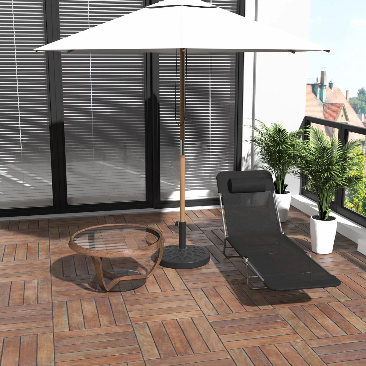 Folding Chaise Lounge Pool Chairs with Pillow, Steel Frame & Breathable Mesh, Black F8452