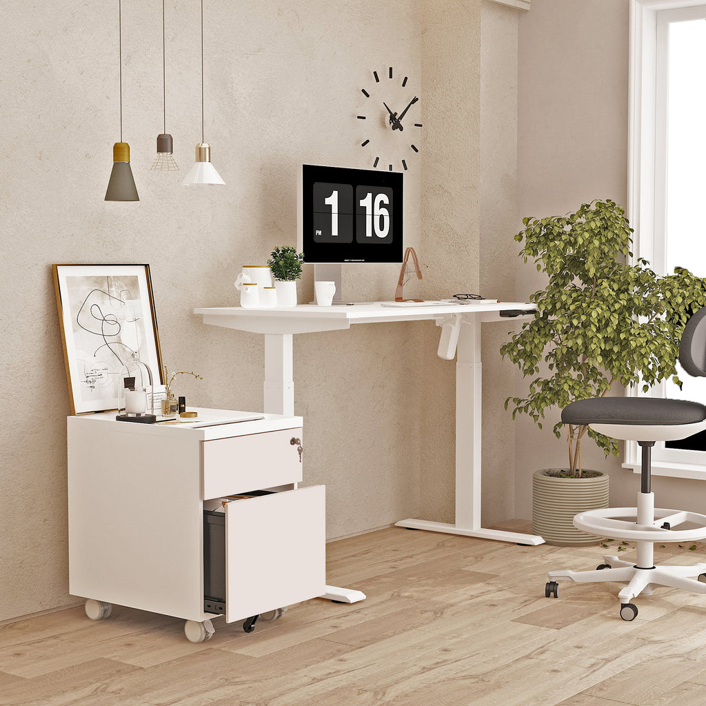 Pink 2-Drawer Metal Filing Cabinet with Wheels L665