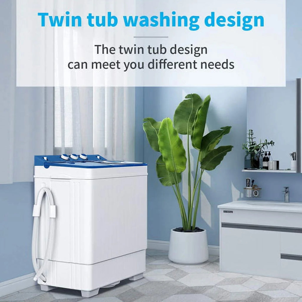 Semi-automatic Twin Tub Washing Machine, White&Blue T459975