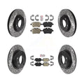 Semi-Metallic Brake Pads and Coated Drilled Slotted Disc Brake Rotors Kit H3046