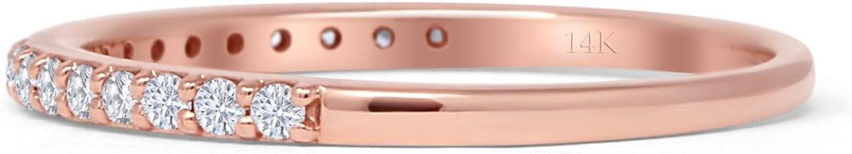 14K Rose Gold Half Eternity Band 0.12ct Natural Diamond Aquamarine K72915