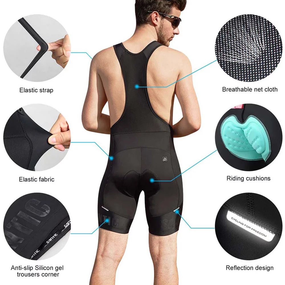 Black 4D Padded Cycling Bib Shorts E6145