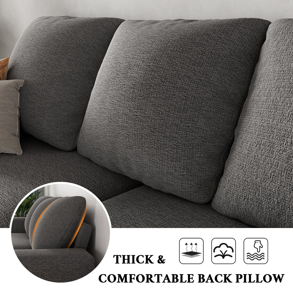3 Seater Grey Chenille Sofa with Extra Deep Seat Y39005