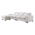 Beige Fabric Reversible Sectional Sofa & Ottoman W74860