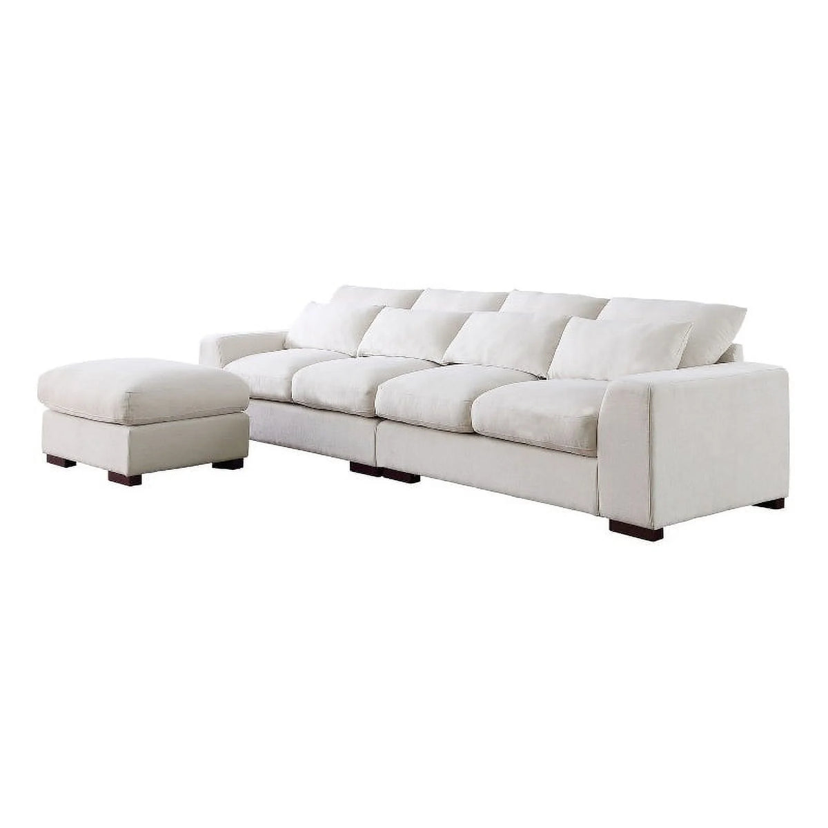Beige Fabric Reversible Sectional Sofa & Ottoman W74860